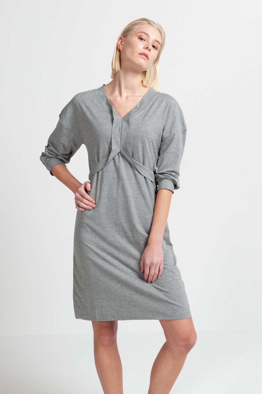DRESS cotton seacell dusty grey