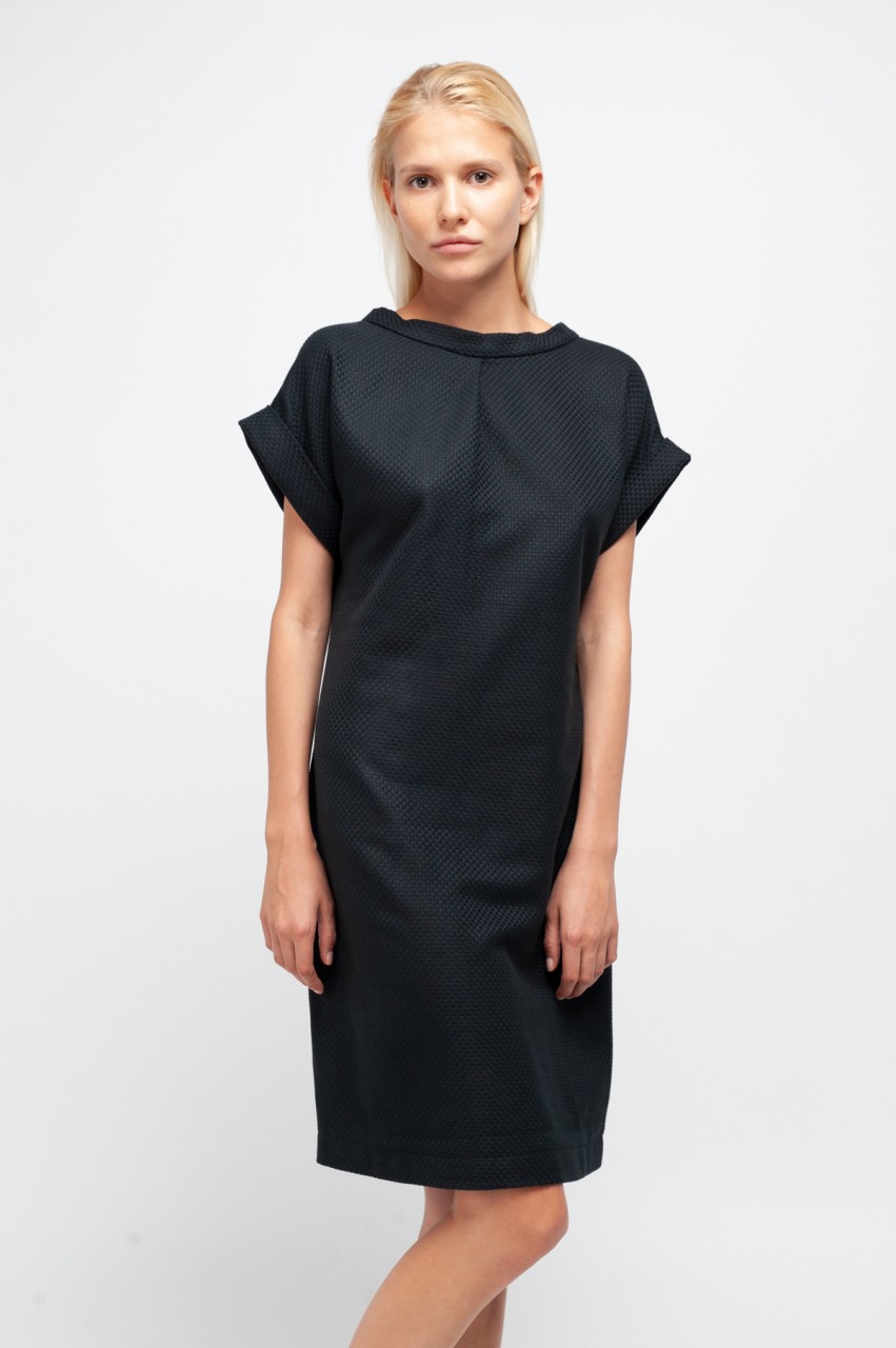 ROLL-UP DRESS cotton structure black